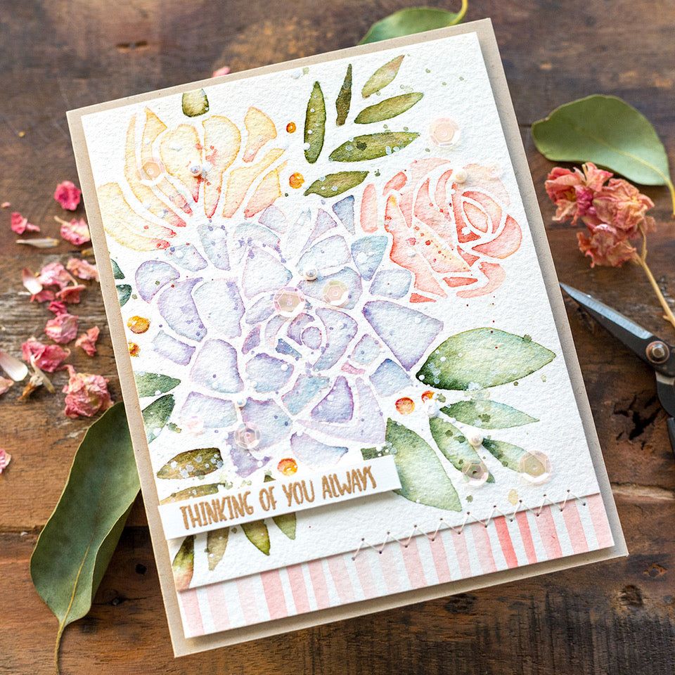 Simon Says Stamp Stencils Summer Bouquet ssst221688 Just A Note Thinking of You Card | color-code:ALT04