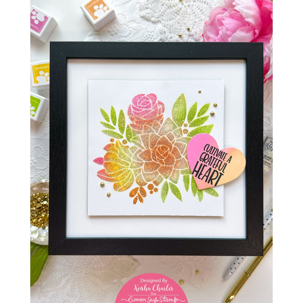 Simon Says Stamp Stencils Summer Bouquet ssst221688 Just A Note Floral Decor | color-code:ALT09