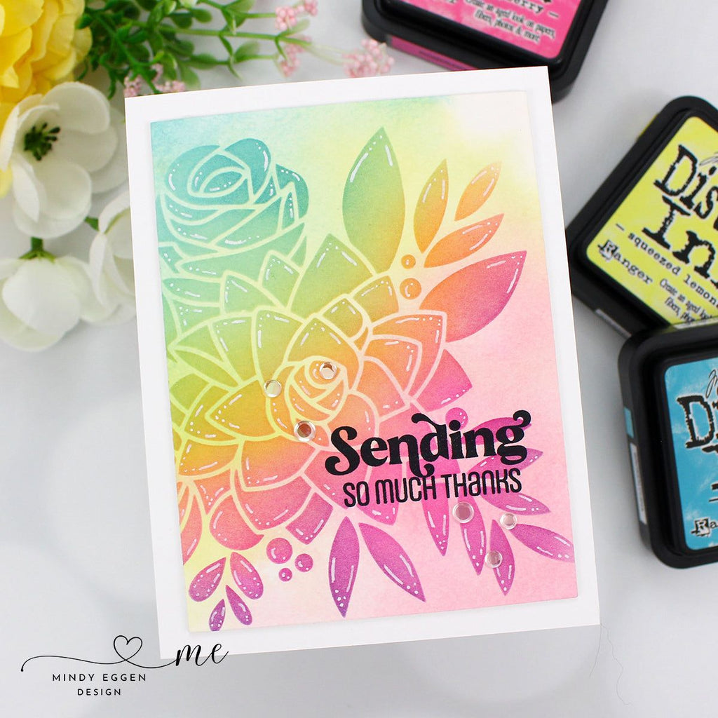 Simon Says Stamp Stencils Summer Bouquet ssst221688 Just A Note Thanks Card | color-code:ALT05