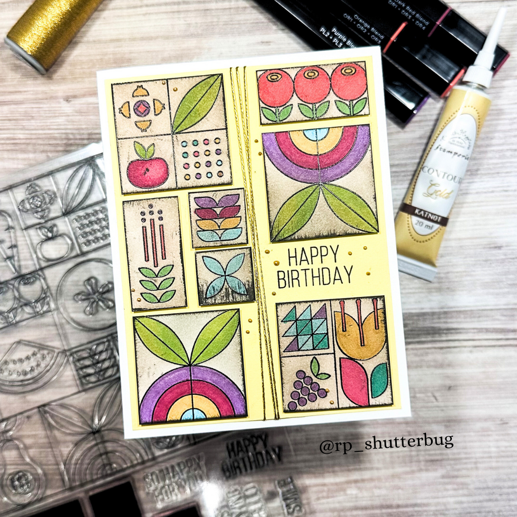 Simon Says Stamps and Dies Summer Fruit Tiles set796sf Sunny Vibes Birthday Card