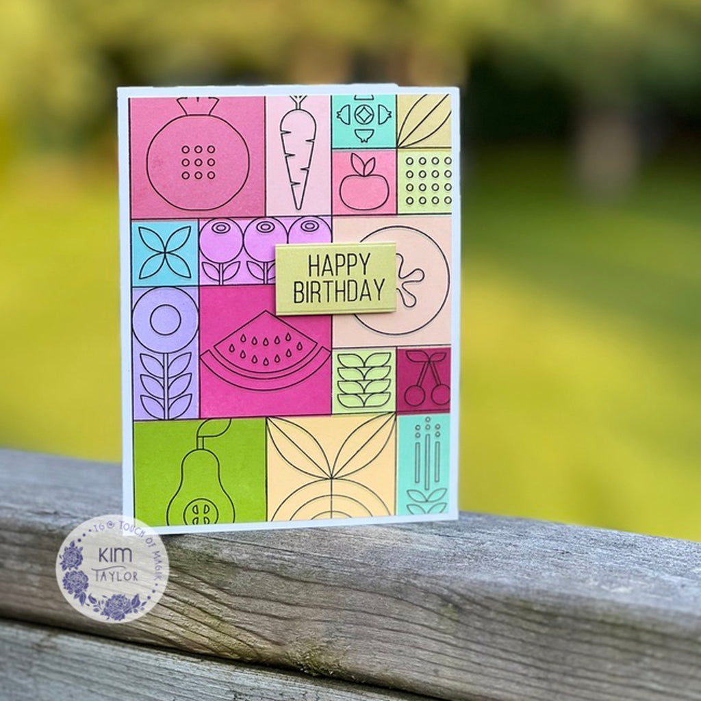 Simon Says Stamp Stencils Summer Fruit Tiles Masks 1037stc Sunny Vibes Birthday Card