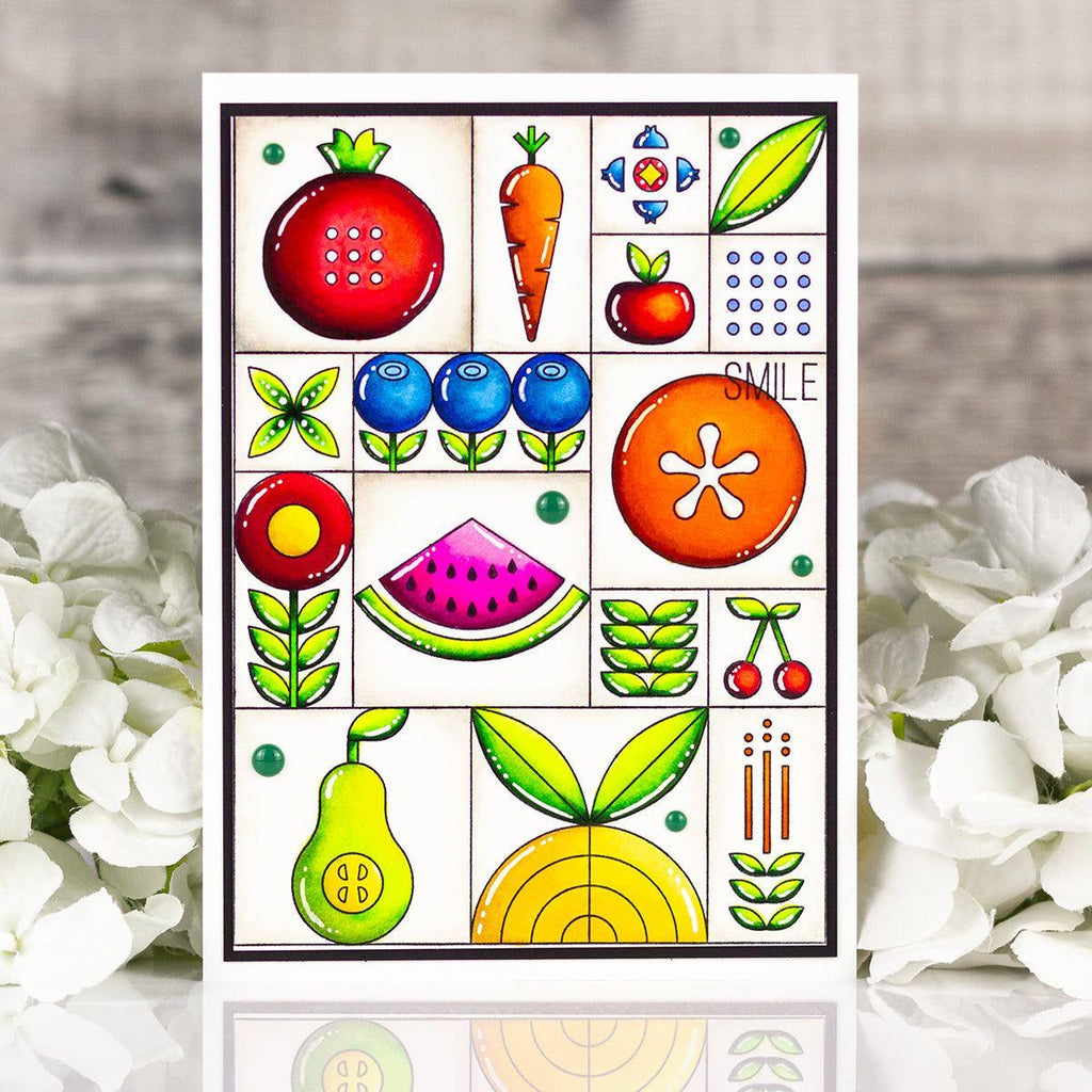 Simon Says Stamp Sunny Vibes Collection I Want It All Stamps and Coordinating Dies set811sd Summer Fruit Tiles Card