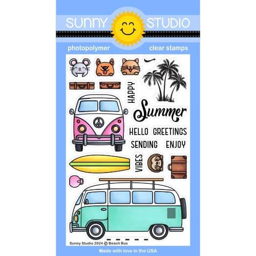 Sunny Studio Beach Bus Clear Stamps sscl-372