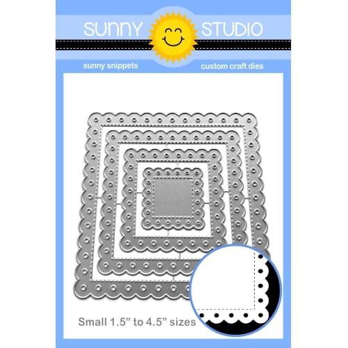 Sunny Studio Scalloped Square 2 Small Craft Dies ssdie-382