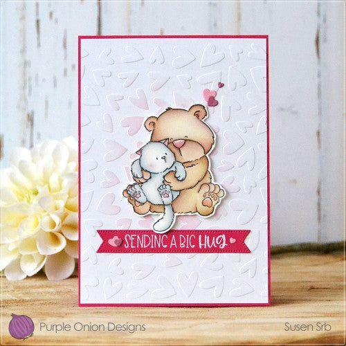 Purple Onion Designs Love Sentiment Cling Stamp Set pod9022 Sending A Big Hug Card