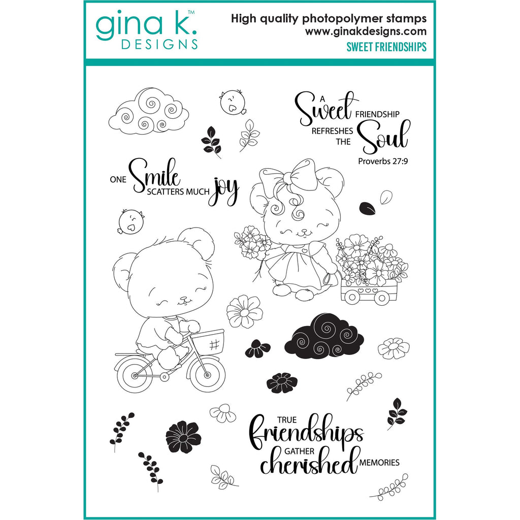 Gina K Designs Sweet Friendships Clear Stamps and Dies Bundle dgdie0423 stamps only