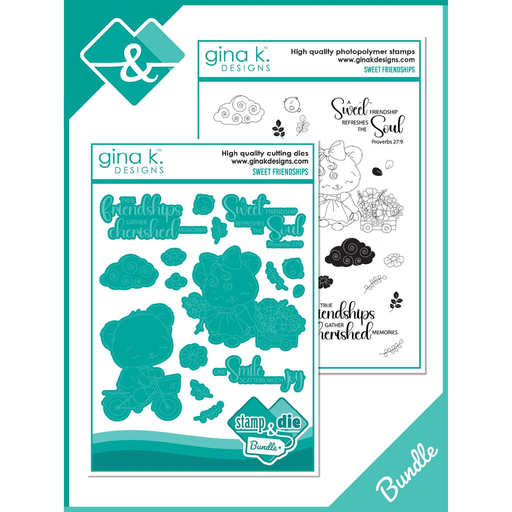 Gina K Designs Sweet Friendships Clear Stamps and Dies Bundle dgdie0423