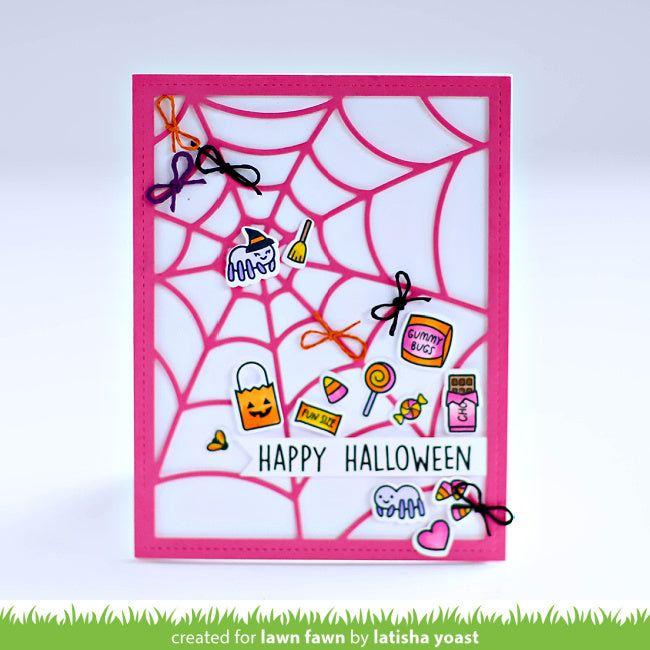 Lawn Fawn Sweet Spiders Add-On Stamps Dies Coloring Stencils Set Pink Web