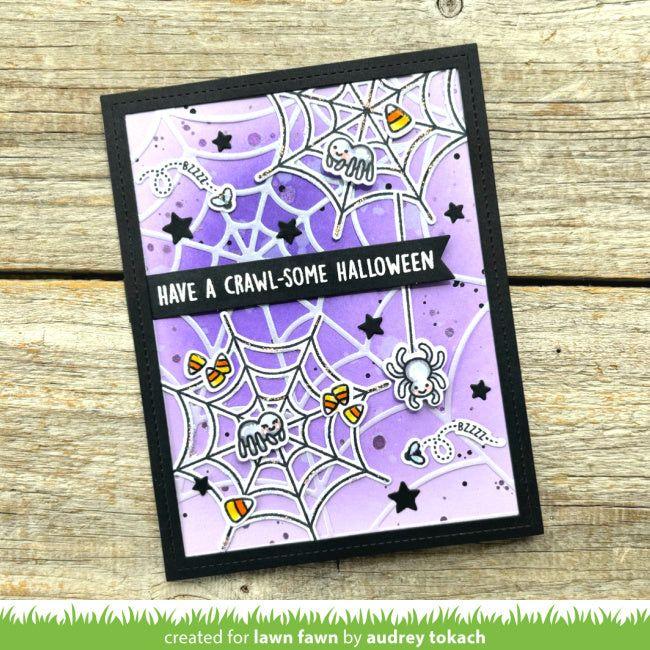 Lawn Fawn Sweet Spiders Add-On Stamps and Dies Set Crawl-Some