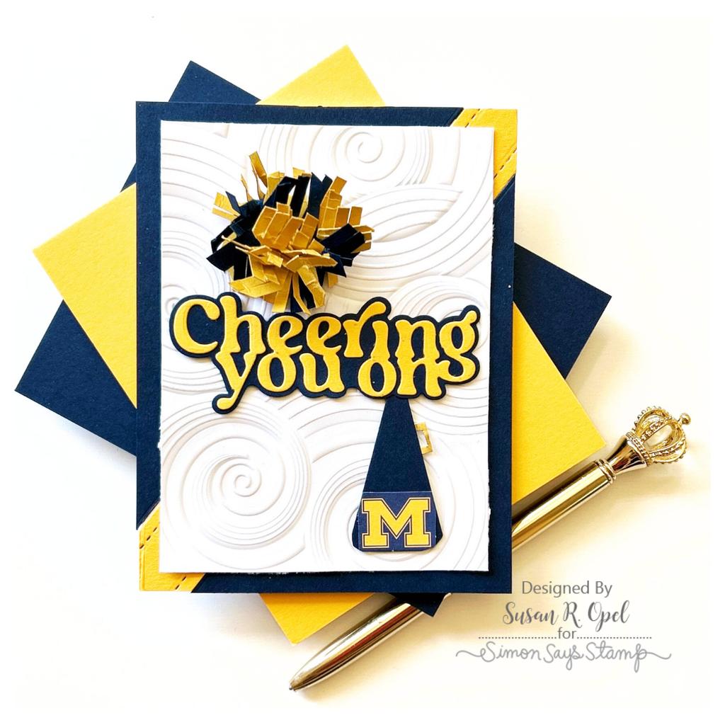 Simon Says Stamp Embossing Folder Swirled Ridges sf386 Cheering for You Sporty Card