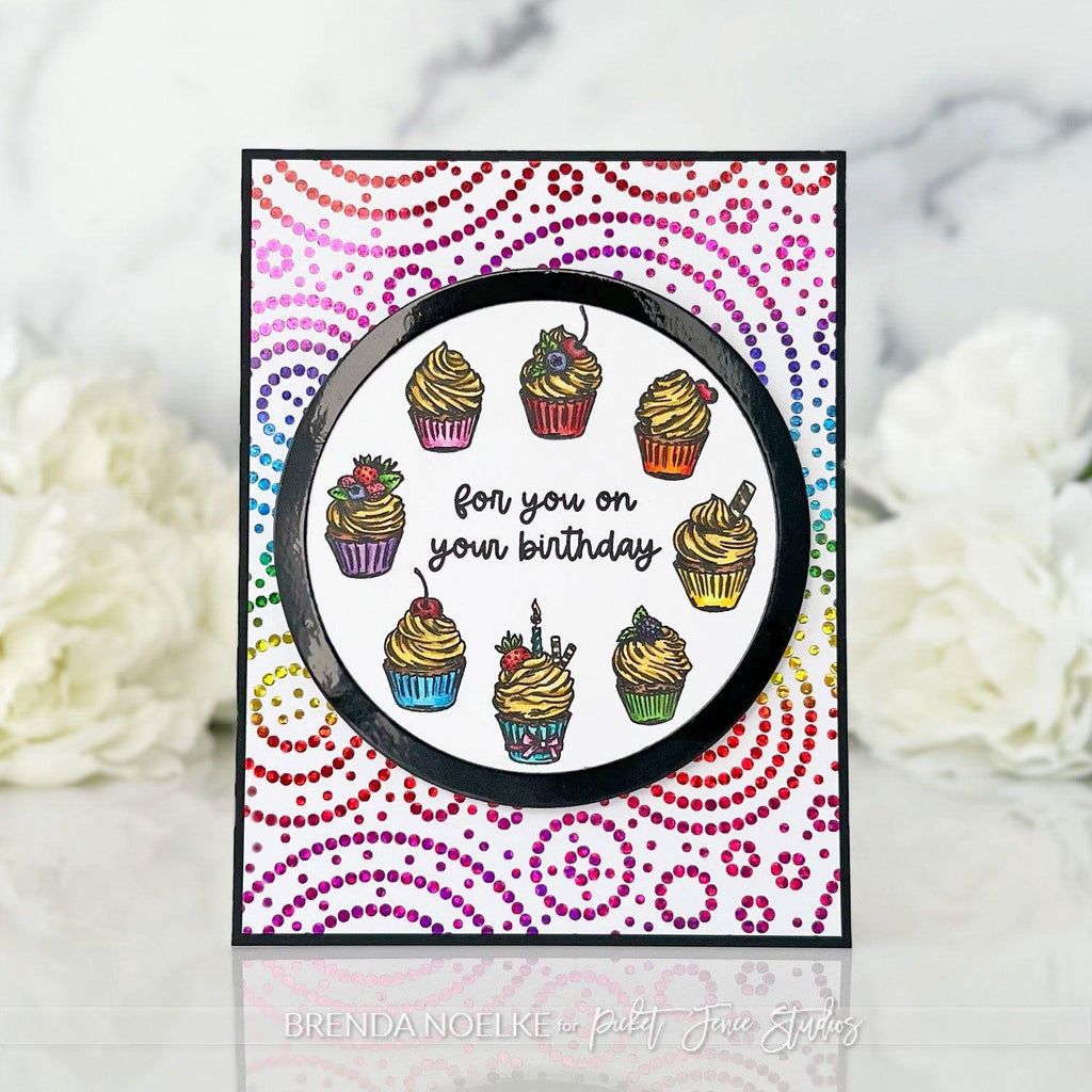 Picket Fence Studios Wreath Building: Cupcakes for You Clear Stamps t-118 birthday