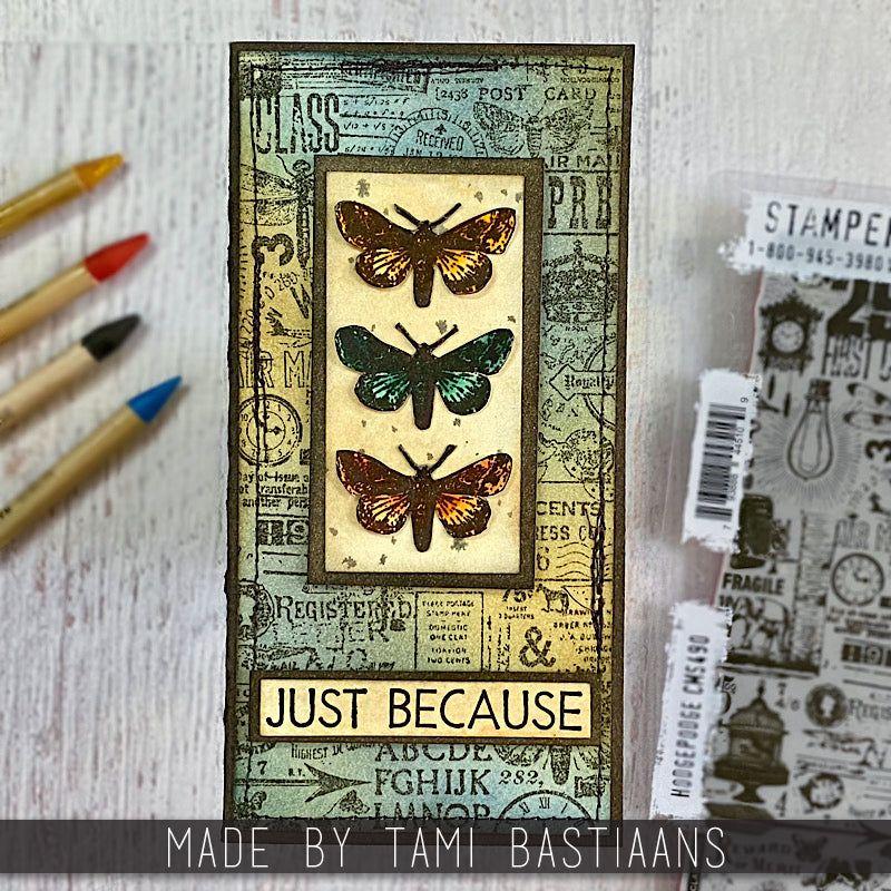 PREORDER Tim Holtz Cling Rubber Stamp Hodgepodge cms490 butterflies