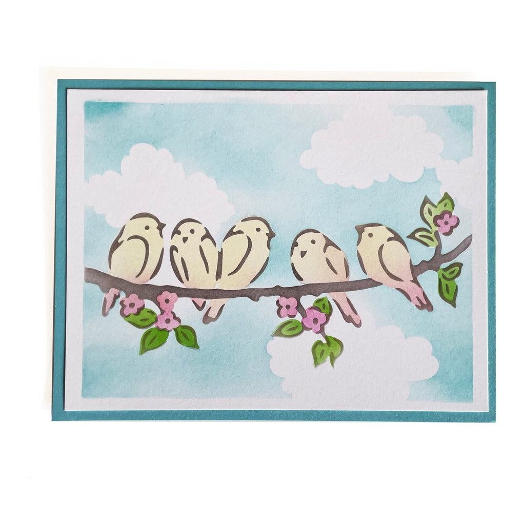 The Crafter’s Workshop Layered Birds on a Branch 8.5x11 Stencils tcw6067 clouds