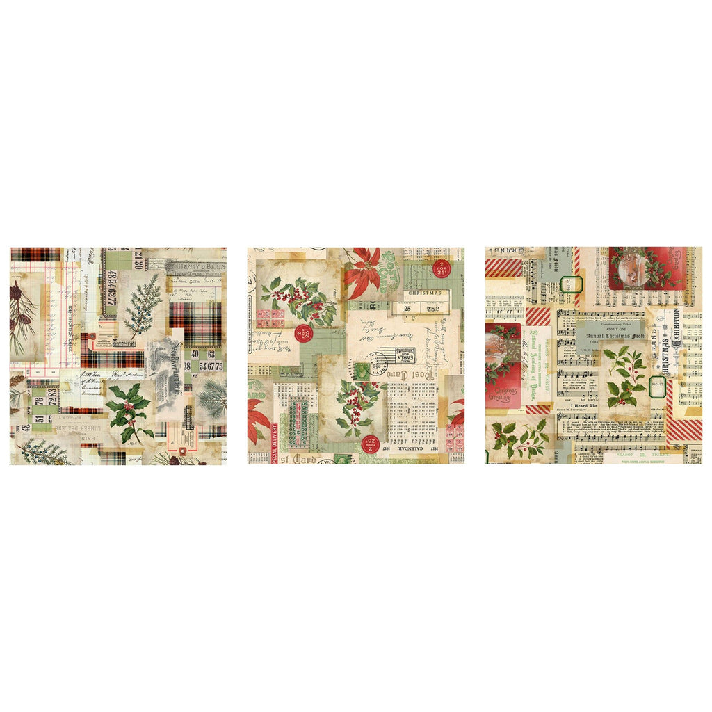 Tim Holtz Fabric Holidays Past Bundle of 3 Canvas Fat Quarters