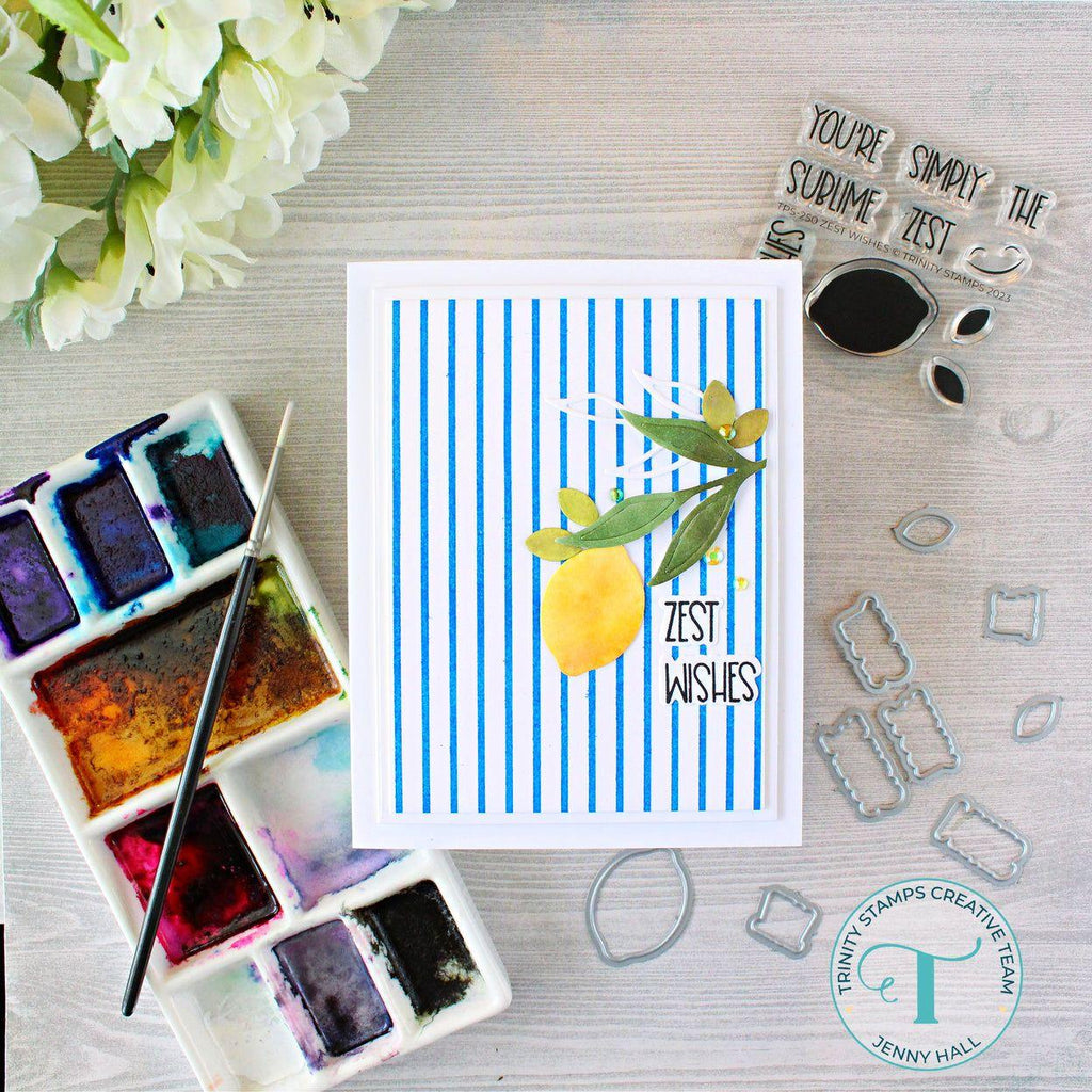 Trinity Stamps Clean Cut Layers A2 Rectangle Set A Die Set tmd-206 Modern Lemon Themed Encouragement Card