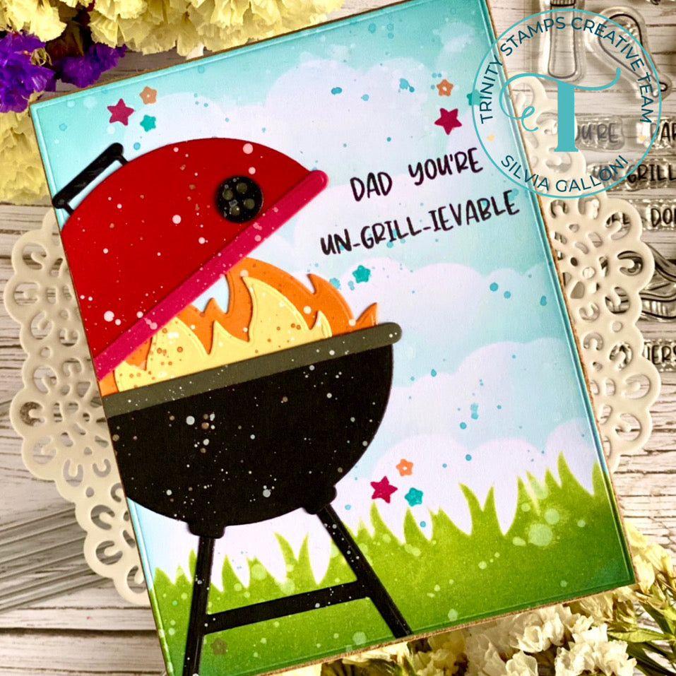 Trinity Stamps Backyard BBQ Die Set tmd-219 Dad You're Unbelievable Grill Card