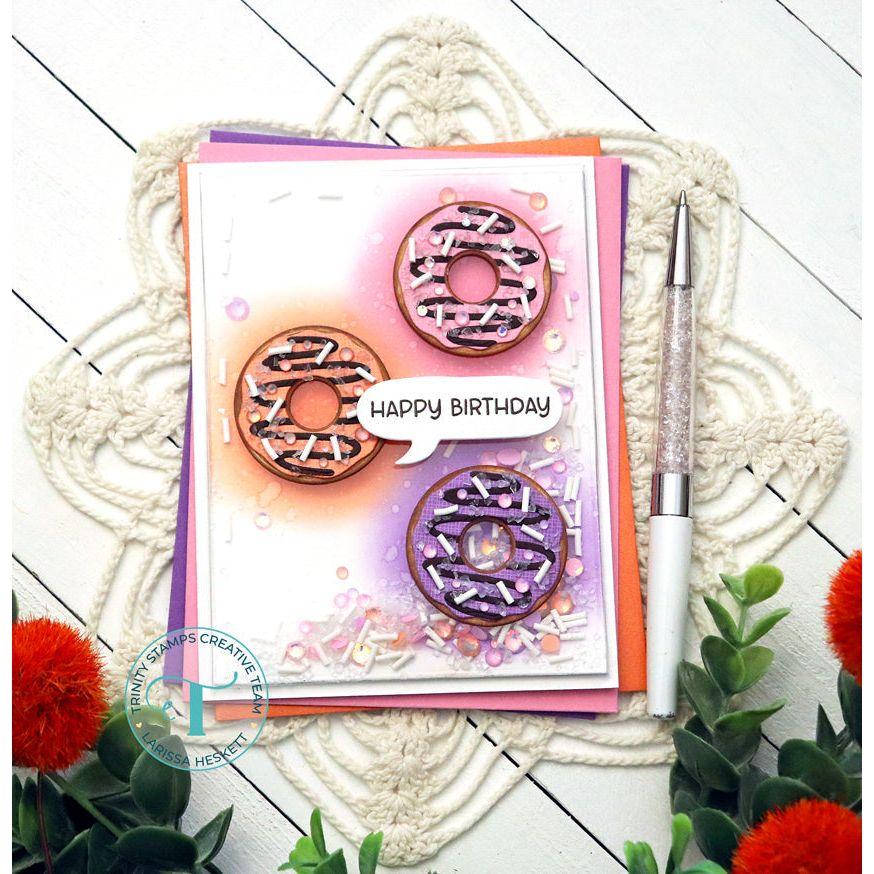 Trinity Stamps Tiny Donut Dipper Die Set tmd-276 Happy Birthday card