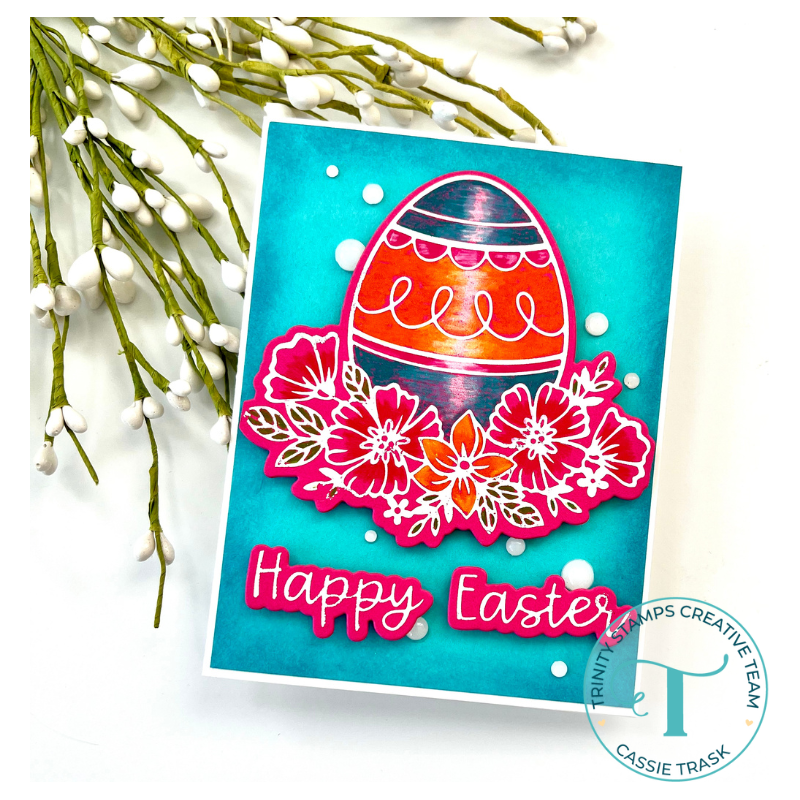 Trinity Stamps Foiled Floral Egg Cut & Foil Die Set tmd-284 Modern Happy Easter Card