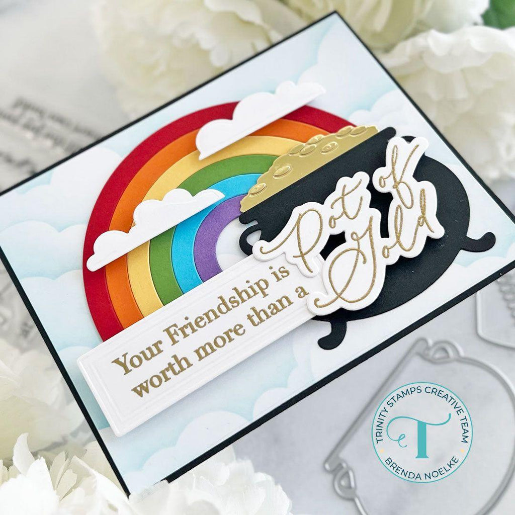 Trinity Stamps Real Treasure Clear Stamps tps-313 Pot Of Gold Rainbow Card