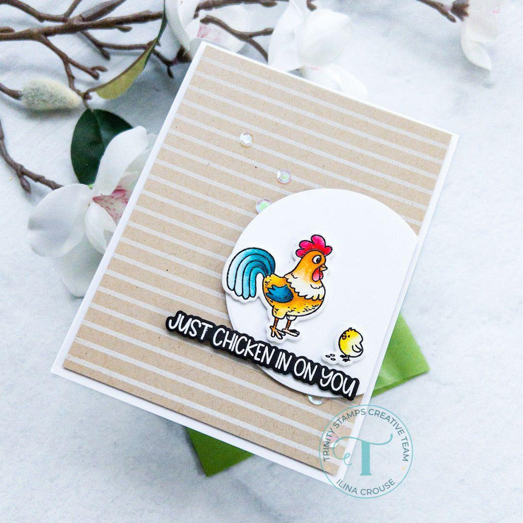 Trinity Stamps Spring Chicken Clear Stamp Set tps-234 Modern Farm Themed Hello Card