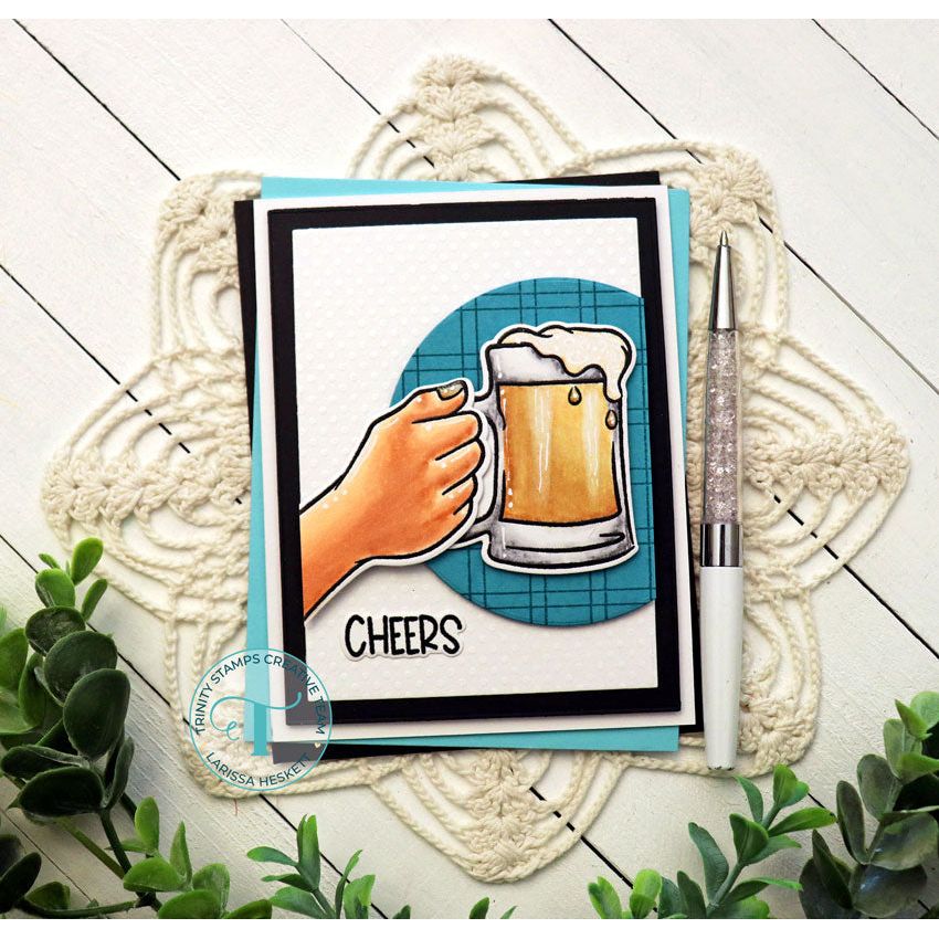 Trinity Stamps Here's To Brew Clear Stamp Set tps-246 Cheers Graduation Card