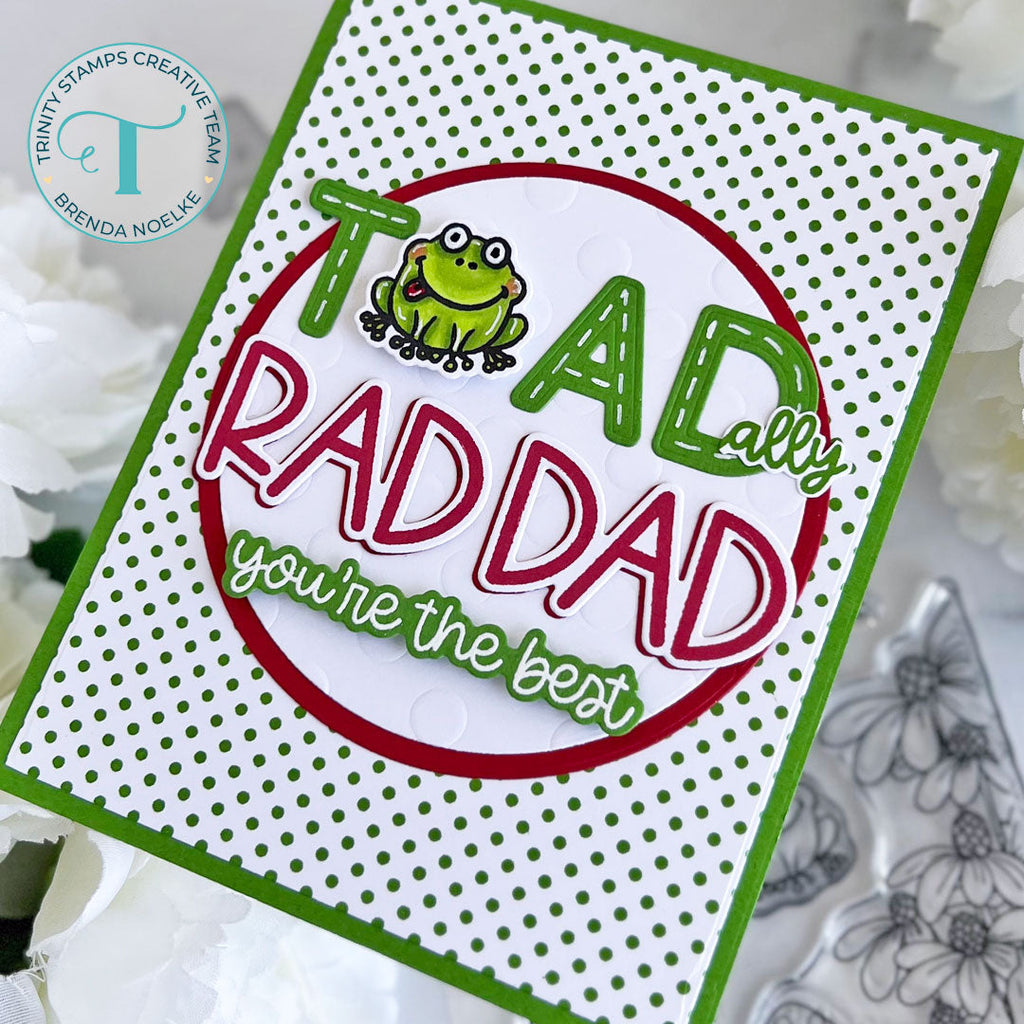 Trinity Stamps Rad Dad Clear Stamp and Die Set tps-248 Father's Day Toad Patterned Dot Card