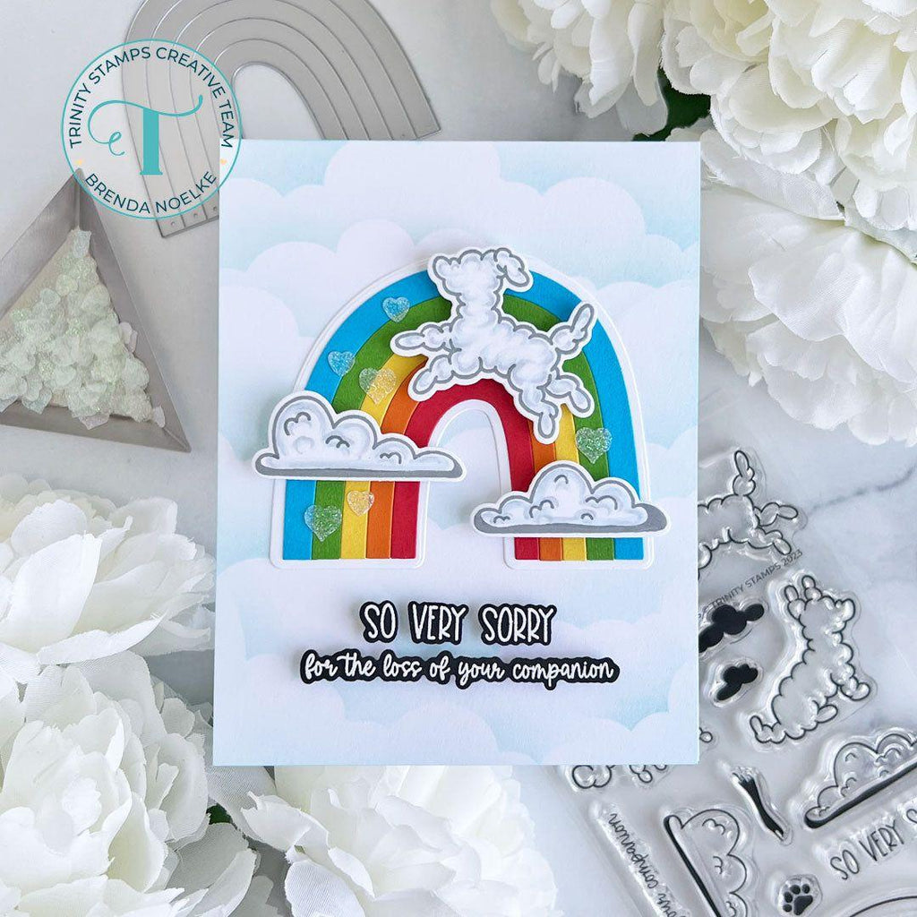 Trinity Stamps Cloud Companions Clear Stamp Set tps-254 Minimalist Rainbow Bridge Card