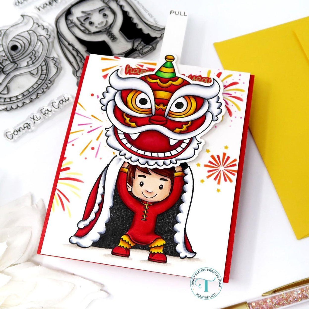 Trinity Stamps Dragon Dance Clear Stamp Set tps-309 interactive card