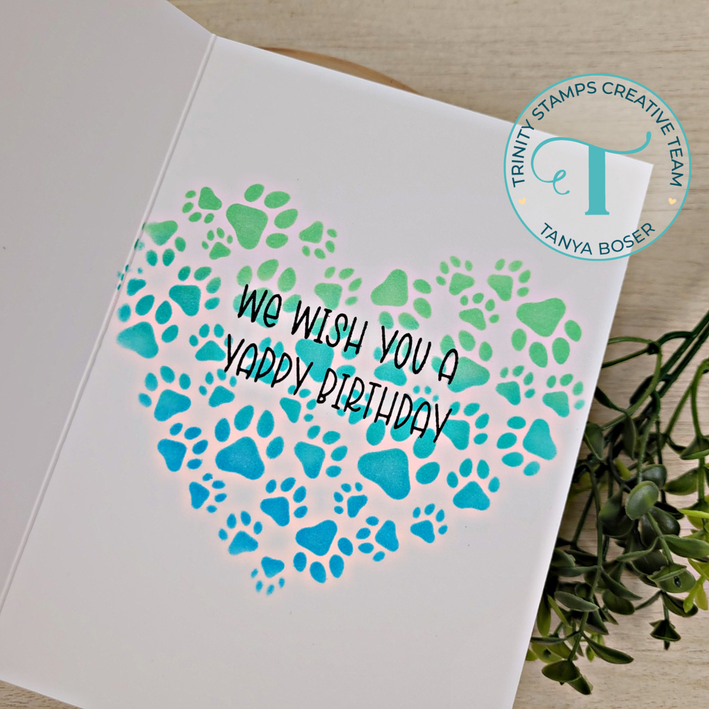 Trinity Stamps Paw Print Heart 6 x 6 Stencil tss-068 Pet Themed Happy Birthday Card