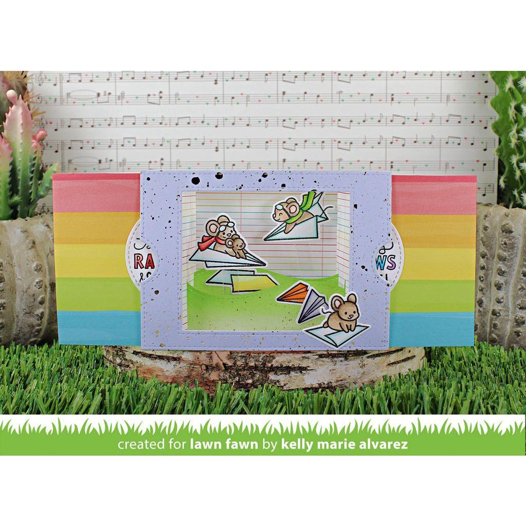 Lawn Fawn Set Ta-Da! Diorama! Dies and Inserts rainbow airplanes