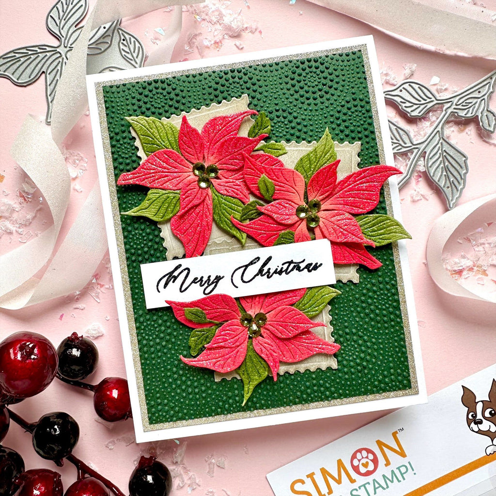 Simon Says Stamp Tall Poinsettia Wafer Dies s971 Festive Fun Christmas Card