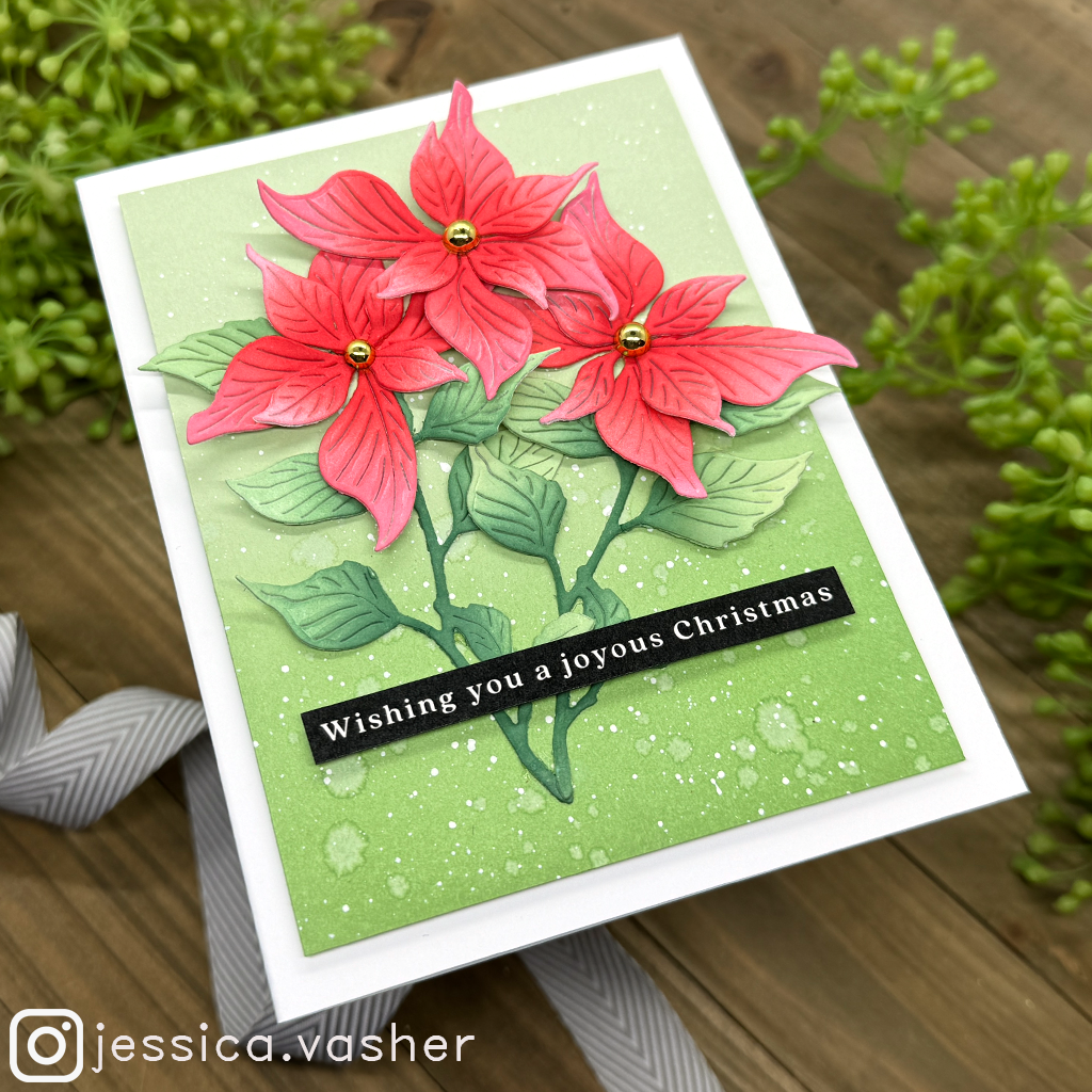 Simon Says Stamp Tall Poinsettia Wafer Dies s971 Festive Fun Christmas Card