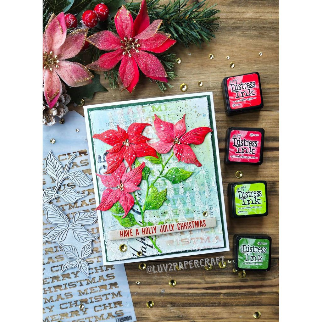 Simon Says Stamp Tall Poinsettia Wafer Dies s971 Festive Fun Christmas Card