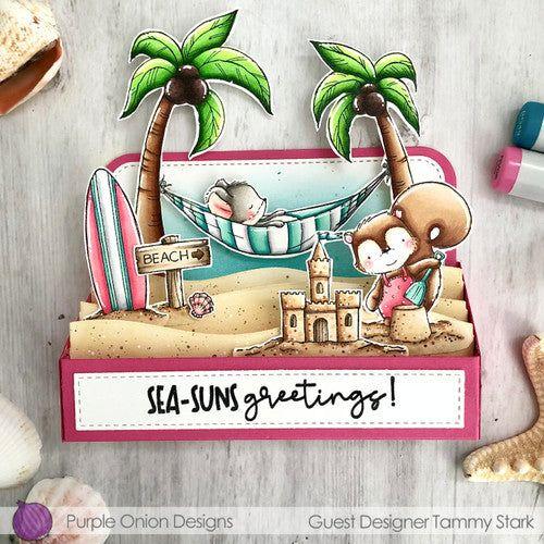 Purple Onion Designs Thea Cling Stamp pod1338 Beach Slumber Box Card