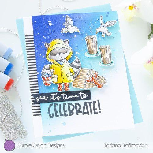 Purple Onion Designs Morton Cling Stamp pod1333 Fisherman Celebration Card