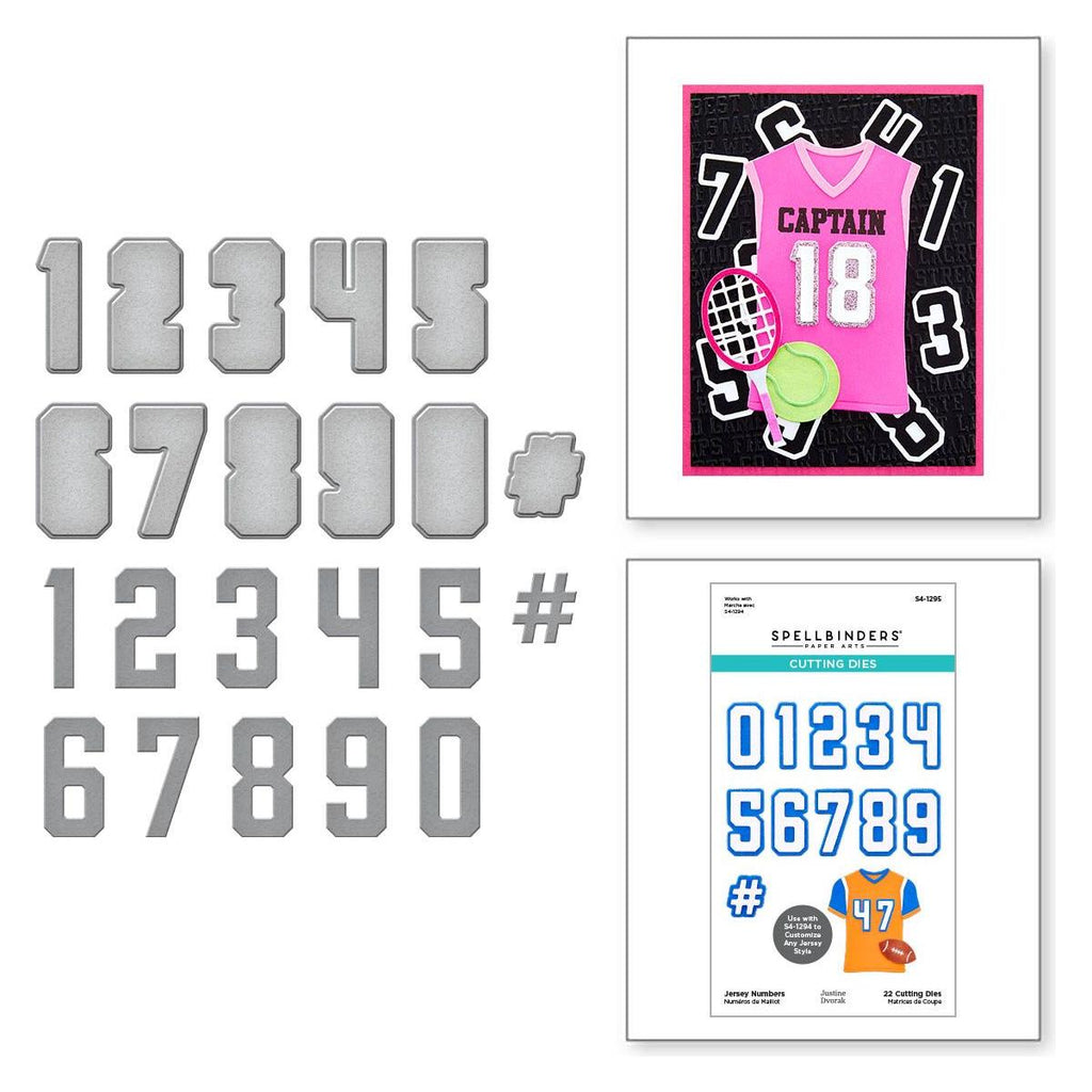 s4-1295 Spellbinders Jersey Numbers Set Etched Dies numbers