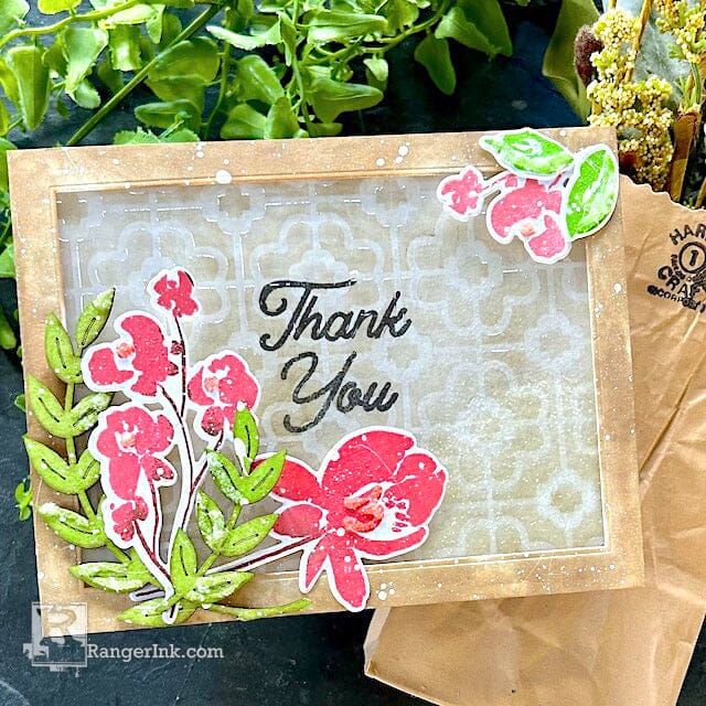 Ranger Dylusions 1oz Paint White Linen dyq70719* Thank You Shaker Card | color-code:ALT01