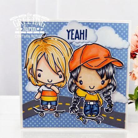 The Greeting Farm Skater Couple Stamps Yeah! | color-code:ALT01