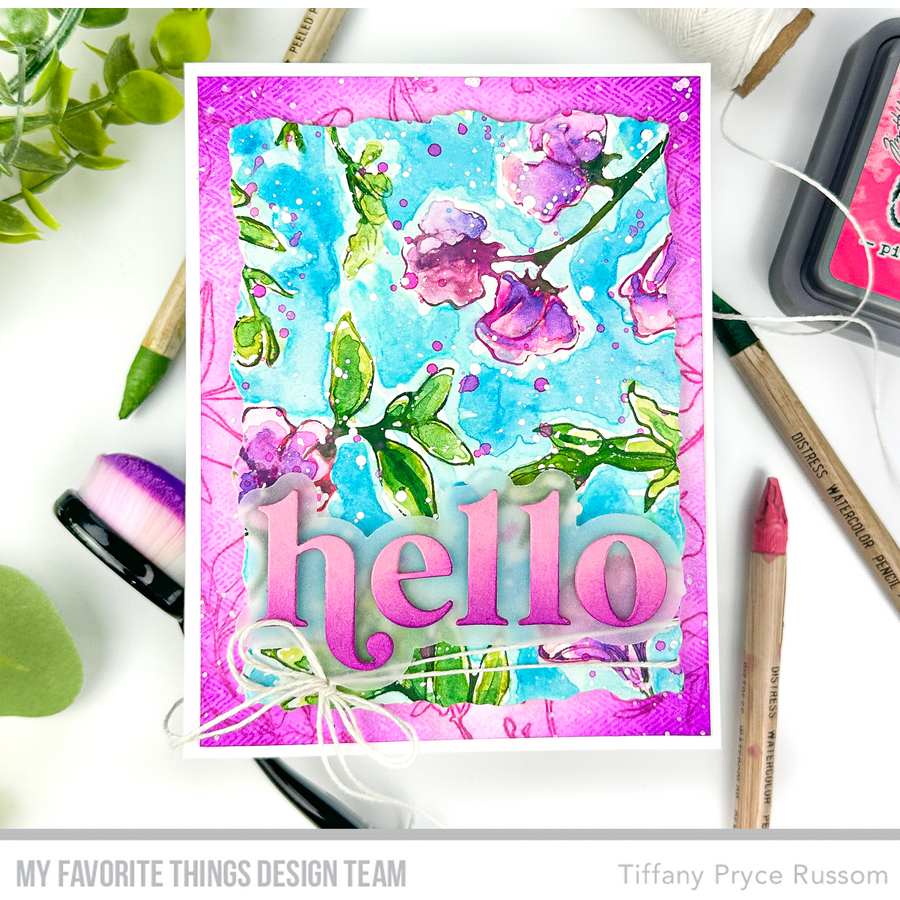 My Favorite Things Cascading Diamonds Background Cling Stamp bg166 hello | color-code:alt1