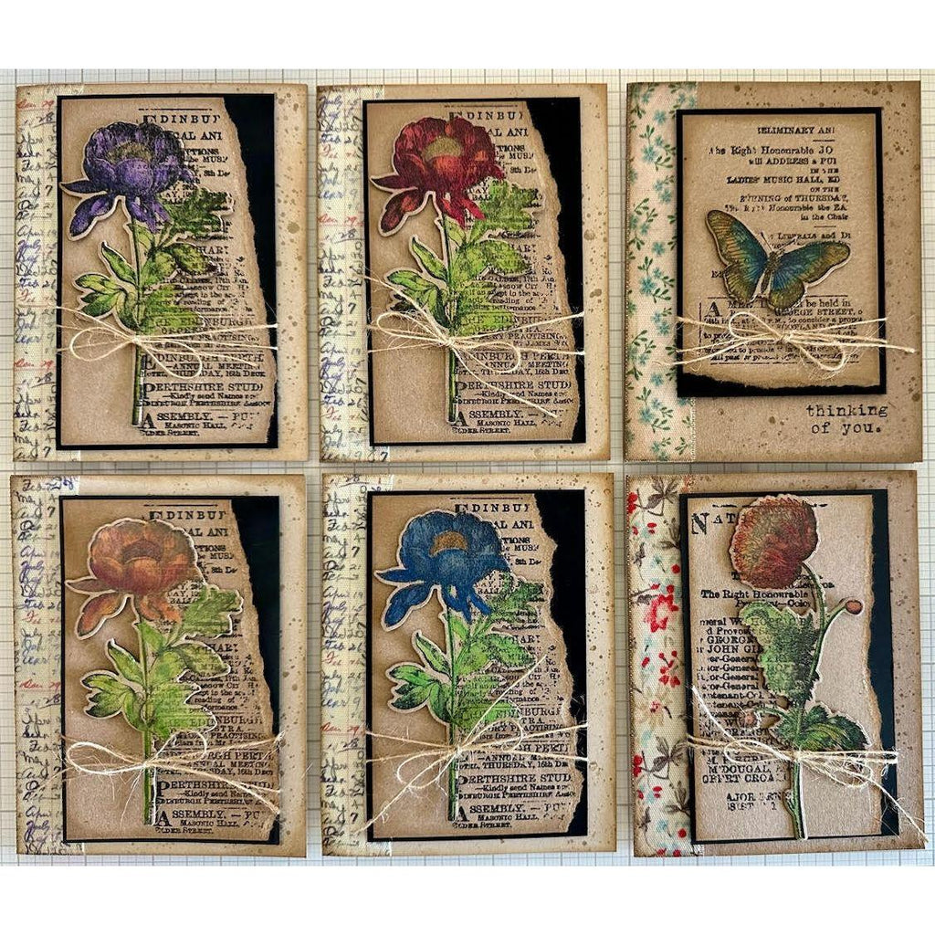 Tim Holtz Distress Frayed Burlap Oxide Ink Pad And Reinker Bundle Ranger Vintage Floral Cards | color-code:ALT01