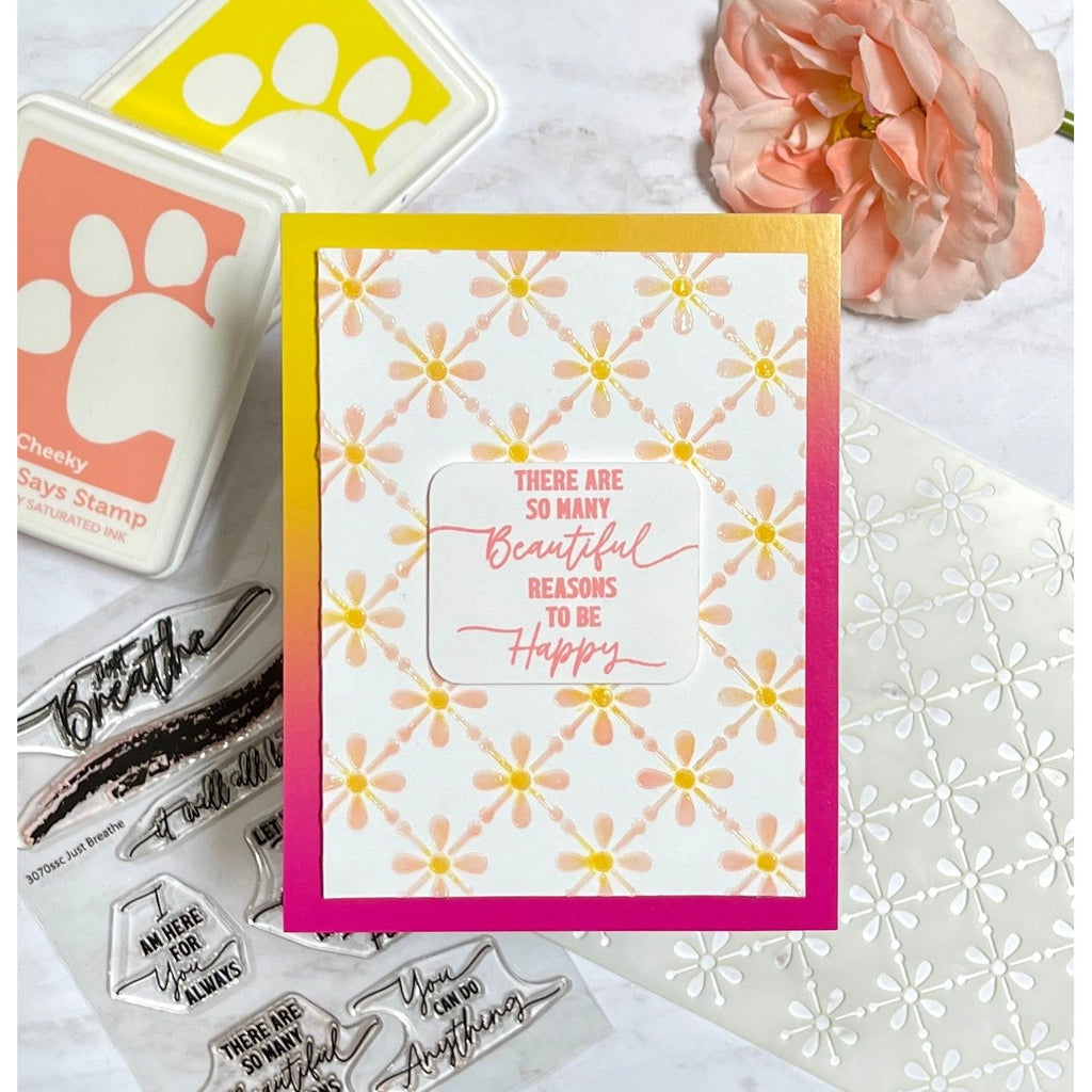 Simon Says Stamp Stencil Tin Roof 1032st Sunny Vibes Be Happy Card | color-code:ALT01