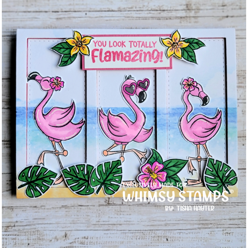 Whimsy Stamps Flamingo Summer Clear Stamps khb174b tropical card