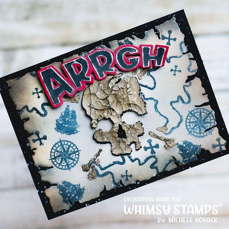 Whimsy Stamps Treasure Map Clear Stamps CWSD456 skull and crossbones