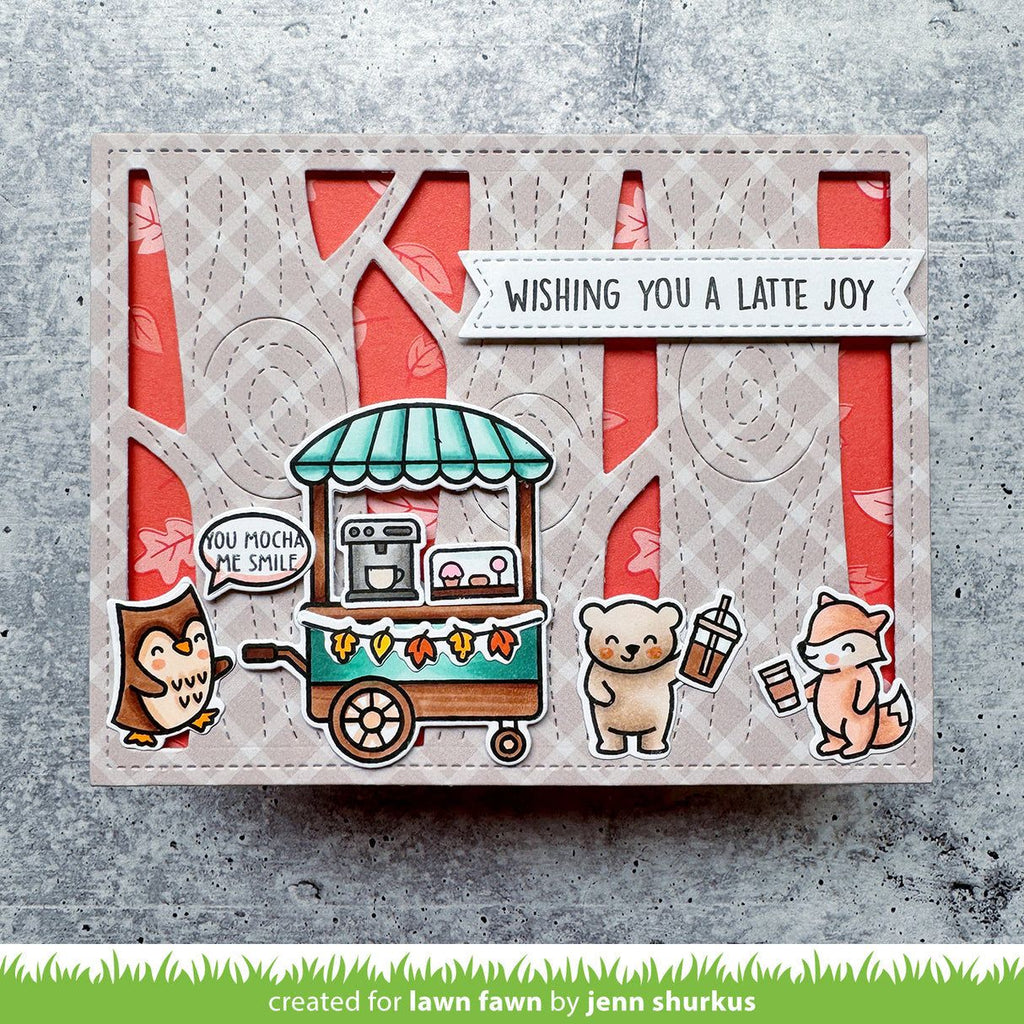 Lawn Fawn Treat Card Add-On Coffee Clear Stamps lf3496 Latte Joy