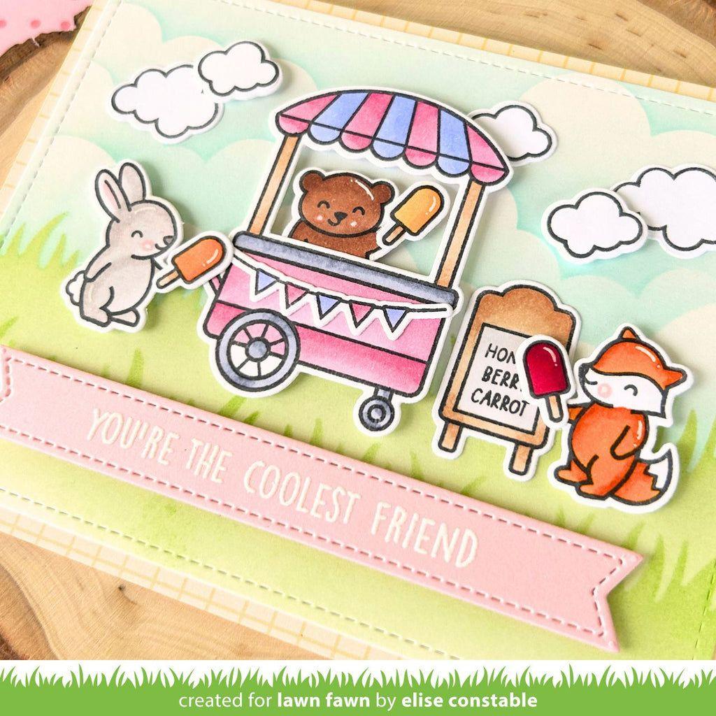 Lawn Fawn Treat Cart Clear Stamps and Dies Set Coolest FriendLawn Fawn Treat Cart Clear Stamps and Dies Set Coolest Friend