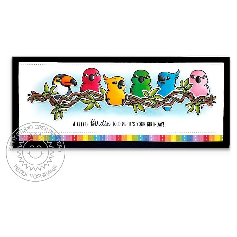 Sunny Studio Tropical Birds Clear Stamps sscl-374 rainbow birds