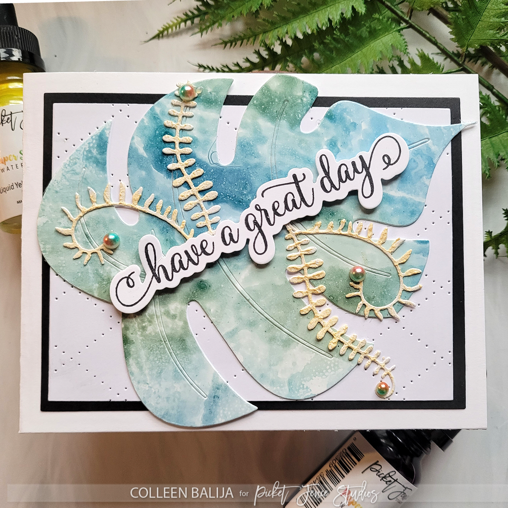 Picket Fence Studios Layering Flora: Over-sized Tropical Leaf pfsd-450 great day