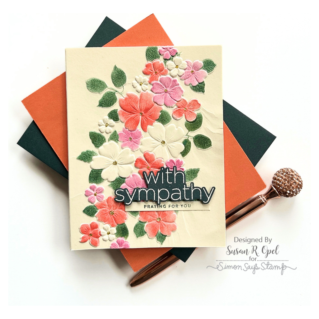 Simon Says Stamp Embossing Folder Cutting Dies and Stencils Tumbling Flowers set907tf To Love Sympathy Card