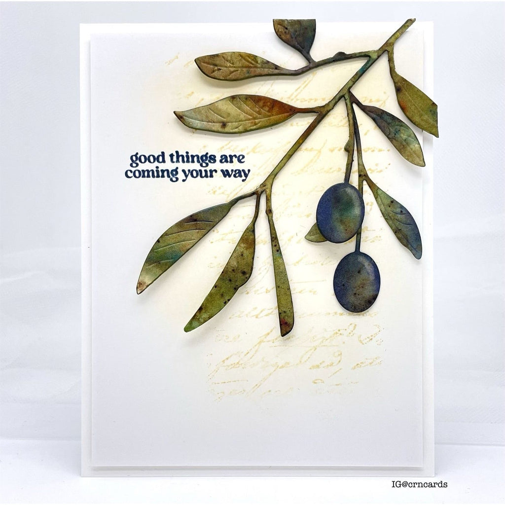 Simon Says Stamp Tuscan Olive Branch Wafer Die s917 Cheering for You Encouragement Card