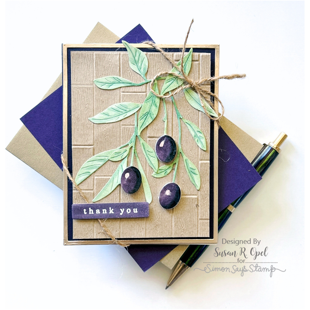 Simon Says Stamp Tuscan Olive Branch Wafer Die s917 Cheering for You Thank You Card